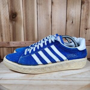 Vintage Kinney NBA Shoes Mens 10.5 Blue White Suede Basketball Low Top 70s Rare